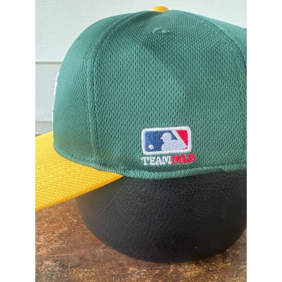 Vintage Oakland As Green & Yellow Adjustable Baseball Cap By OC Sports W3 - Picture 2 of 5
